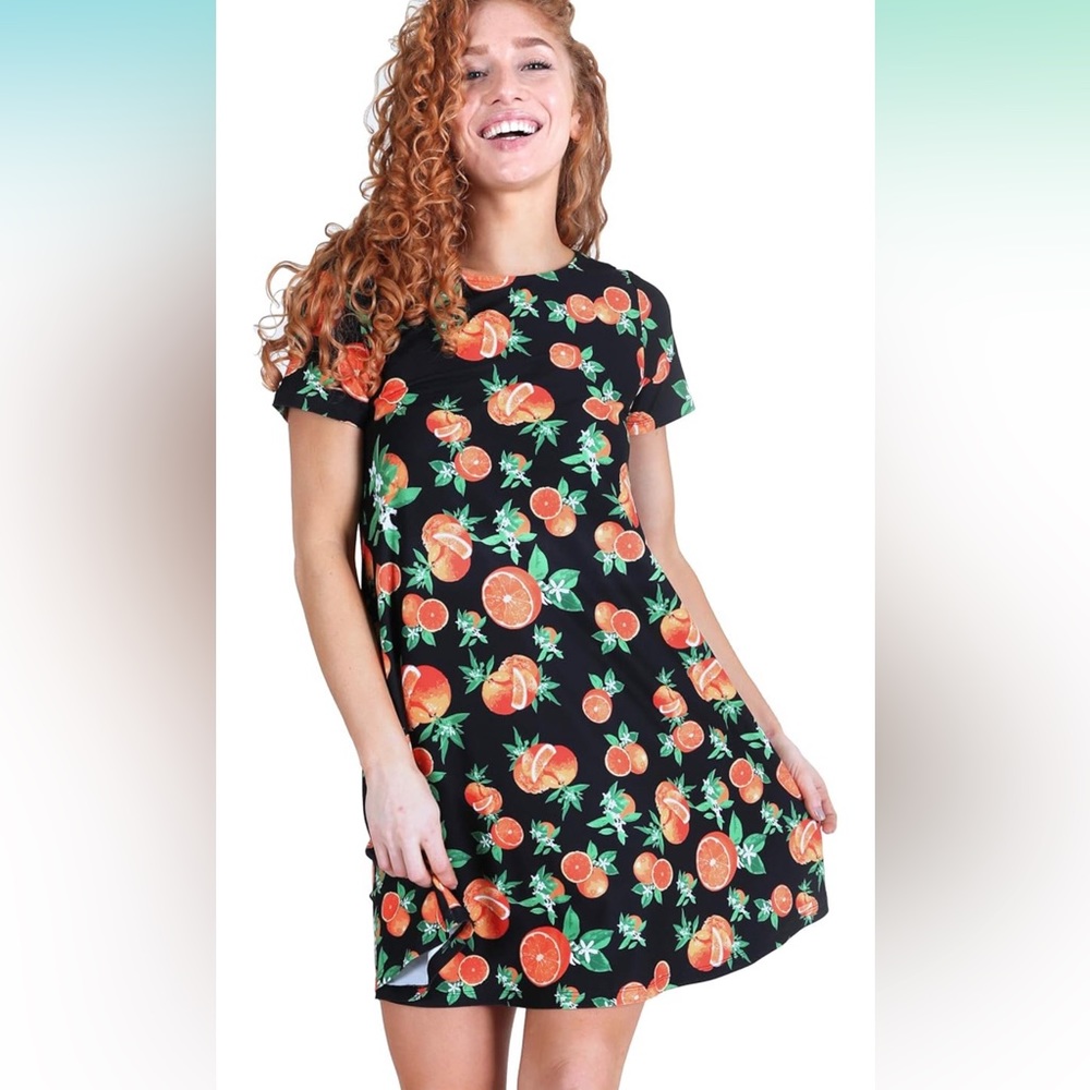 Black Orange Slice Mini Dress